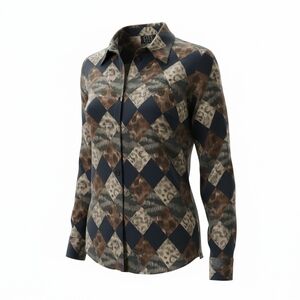 90s City Silk Stylish Women's Patterned Blouse